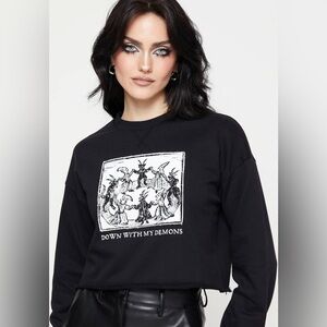 Demons Crop Sweat Top - size US 12/ UK 16